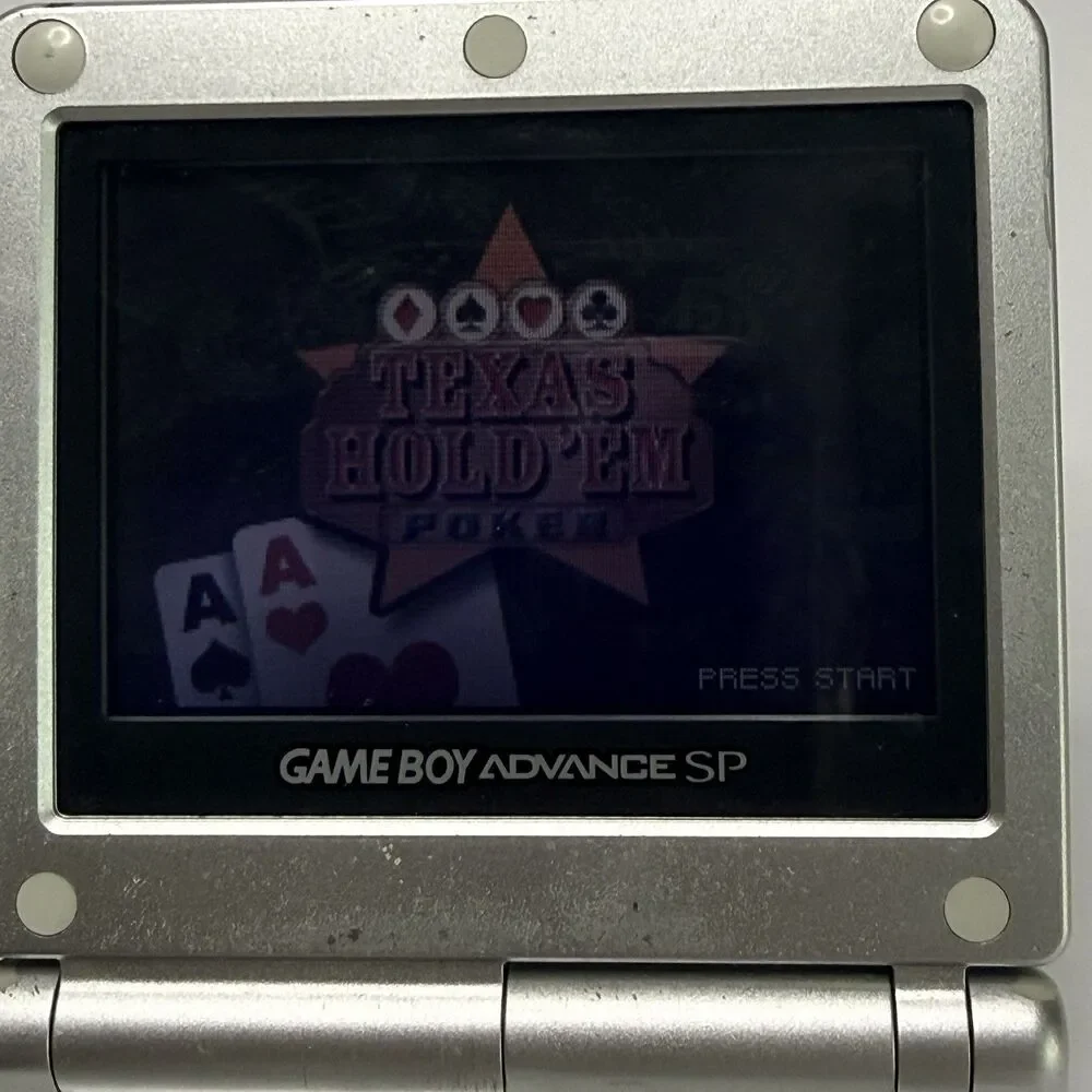 Nintendo Game Boy Advance SP Silver Console Bundle | Charger + Texas Hold ‘Em
